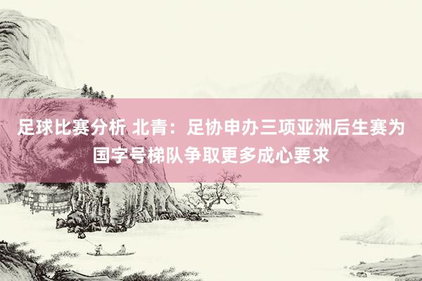 足球比赛分析 北青：足协申办三项亚洲后生赛为国字号梯队争取更多成心要求