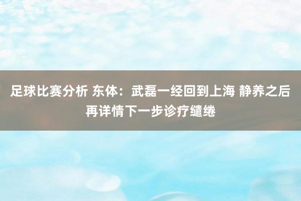 足球比赛分析 东体：武磊一经回到上海 静养之后再详情下一步诊疗缱绻