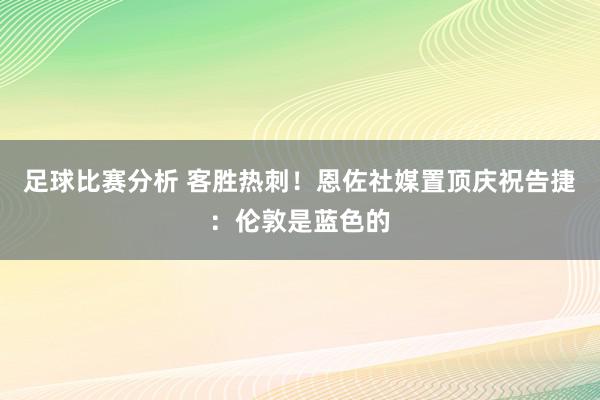 足球比赛分析 客胜热刺！恩佐社媒置顶庆祝告捷：伦敦是蓝色的