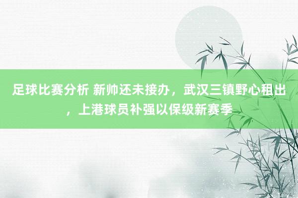 足球比赛分析 新帅还未接办，武汉三镇野心租出，上港球员补强以保级新赛季